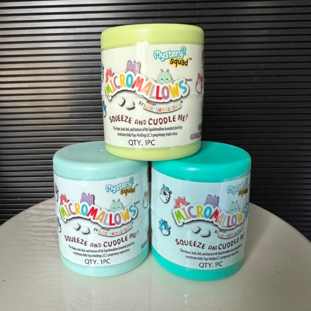 3 NWT Micromallows by Squishmallows Mystery Squad 2.5” capsules